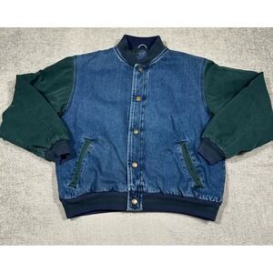Yukon Outfitters Jacket Mens Large Denim Outerwear Adventure Bomber Varsity